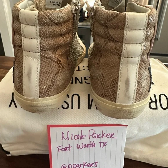 Golden Goose Women's Glitter Sneakers - Silver, Pink, and White - Picture 4 of 9